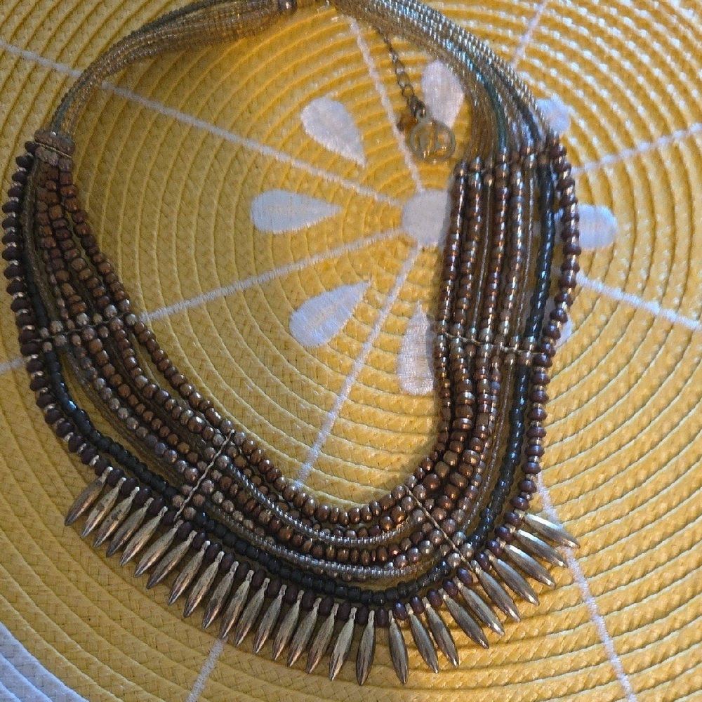 Erica Lyons Gold and Brown‎ Multi-Strand Necklace - Picture 3 of 5
